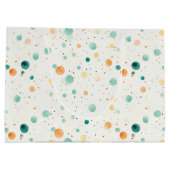 Türkisfarbene Mandarine Dots Große Geschenktüte (Rückseite)