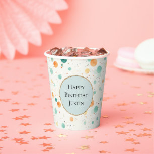 Türkisfarbene Mandarine Dots Pappbecher
