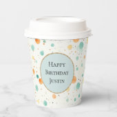 Türkisfarbene Mandarine Dots Pappbecher (Vorderseite)