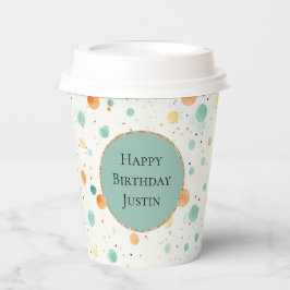 Türkisfarbene Mandarine Dots Pappbecher