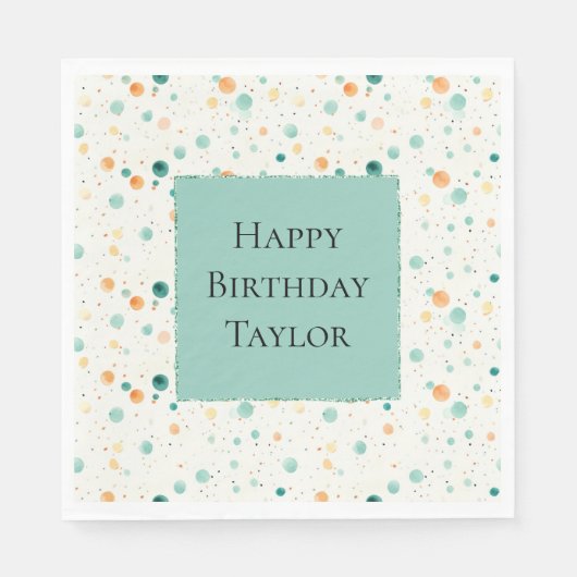 Türkisfarbene Mandarine Dots Serviette (Vorderseite)