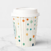 Türkisfarbene Mandarine Kreise und Linien Pappbecher (Links)