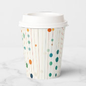 Türkisfarbene Mandarine Kreise und Linien Pappbecher (Rückseite)