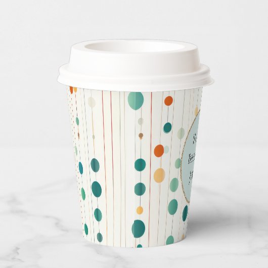 Türkisfarbene Mandarine Kreise und Linien Pappbecher (Rechts)