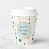 Türkisfarbene Mandarine Kreise und Linien Pappbecher (Vorderseite)