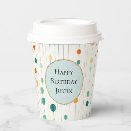 Türkisfarbene Mandarine Kreise und Linien Pappbecher