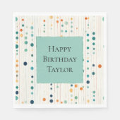 Türkisfarbene Mandarine Kreise und Linien Serviette (Vorderseite)