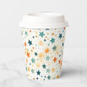Türkisfarbene Mandarine Stars Pappbecher (Rückseite)