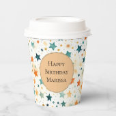 Türkisfarbene Mandarine Stars Pappbecher (Vorderseite)