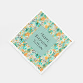 Türkisfarbene Mandarine Zebra Abstrakt Serviette (Ecke)