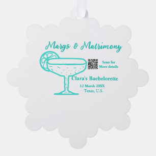 Türkisfarbene Margs und Hochzeit Junggesellinnenab Ornament Karte