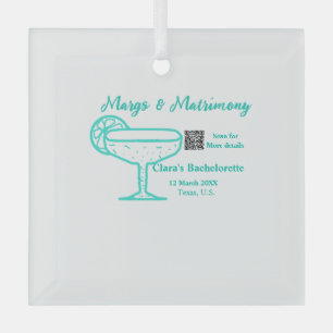 Türkisfarbene Margs- und Matrimony-Junggesellinnen Ornament Aus Glas