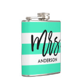 Türkisfarbene Markisenstreifen und Mrs. Text Flachmann (Rechts)