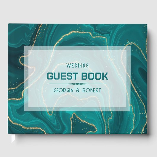 Türkisfarbene Marmorstruktur Gästebuch (Vorderseite)