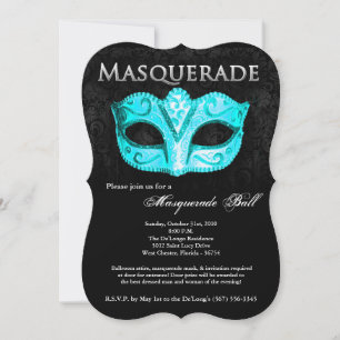 Türkisfarbene Maskenball-Maske Kostüm Halloween-Te Einladung