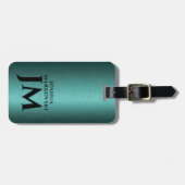 Türkisfarbene Metallic Textur Custom Black Typogra Gepäckanhänger (Vorderseite horizontal)