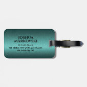 Türkisfarbene Metallic Textur Custom Black Typogra Gepäckanhänger (Rückseite horizontal)