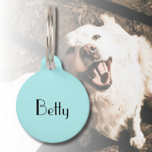 Türkisfarbene Minimal Elegant Cat Dog Adresse Haustiermarke