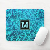 Türkisfarbene Monogramm-Blätter Mousepad (Mit Mouse)