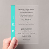Türkisfarbene Monogramm-Brille und Brotklar Acryleinladungen (Insitu (Handheld))
