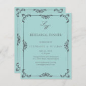 Türkisfarbene Monogramm-Probe Einladung (Vorne/Hinten)