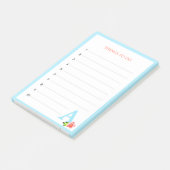 Türkisfarbene Monogramme und Blume Post-it Klebezettel (angewinkelt)