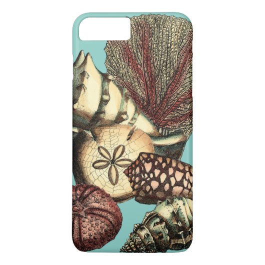 Türkisfarbene Muschel und Rote Koralle Case-Mate iPhone Hülle (Rückseite)