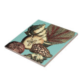 Türkisfarbene Muschel und Rote Koralle Fliese (Seite)