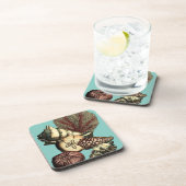 Türkisfarbene Muschel und Rote Koralle Getränkeuntersetzer (Rechte Seite)