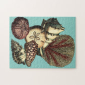 Türkisfarbene Muschel und Rote Koralle Puzzle (Horizontal)