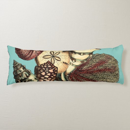 Türkisfarbene Muschel und Rote Koralle Seitenschläferkissen (Vorderseite)