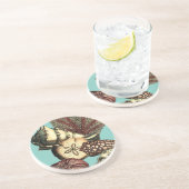 Türkisfarbene Muschel und Rote Koralle Untersetzer (Seite)