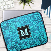 Türkisfarbene Muster Monogramm fette Typografie Laptopschutzhülle