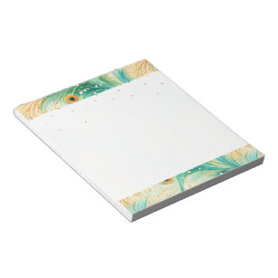 Türkisfarbene Orange Creme Pfau Glitter Federn Notizblock