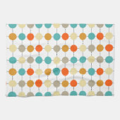 Türkisfarbene Orangenkreisläufe auf schwarzen Lein Geschirrtuch (Horizontal)