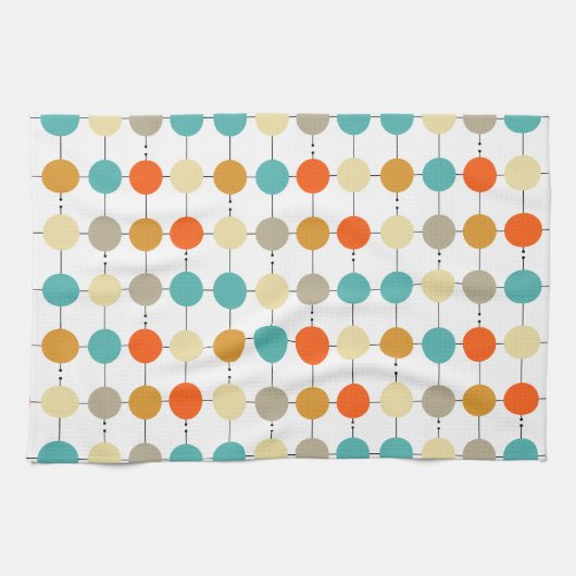 Türkisfarbene Orangenkreisläufe auf schwarzen Lein Geschirrtuch (Horizontal)