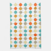 Türkisfarbene Orangenkreisläufe auf schwarzen Lein Geschirrtuch (Vertikal)