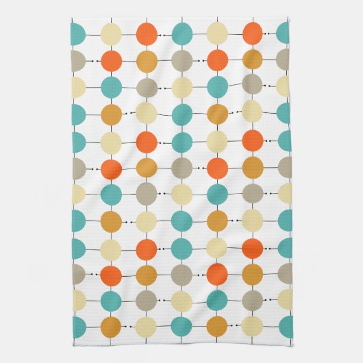 Türkisfarbene Orangenkreisläufe auf schwarzen Lein Geschirrtuch (Vertikal)