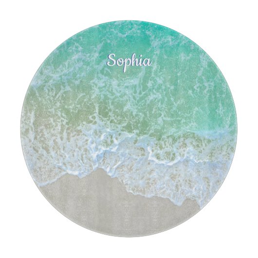 Türkisfarbene Ozeanwelle, Name oder Monogramm pers Schneidebrett (Vorderseite)