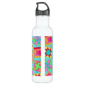 Türkisfarbene Patchwork-Quiltblöcke kundenspezifis Trinkflasche (Rückseite)