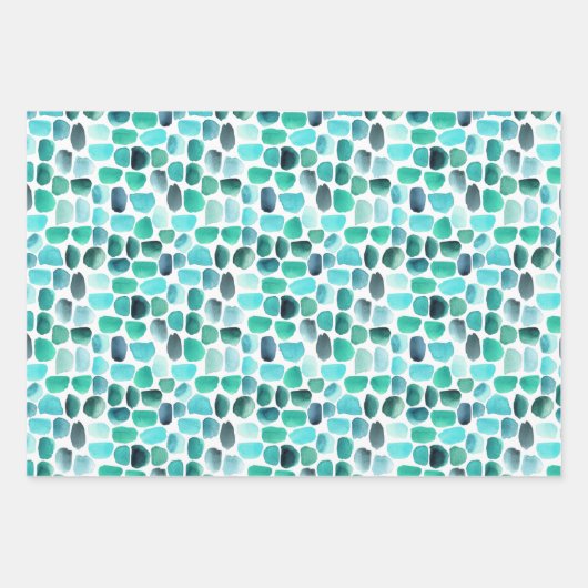Türkisfarbene Pinselstriche Wrapping Paper Sheets Geschenkpapier Set (Vorderseite)