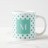 Türkisfarbene Polka Dot Monogram Jumbo-Tasse (Rechts)