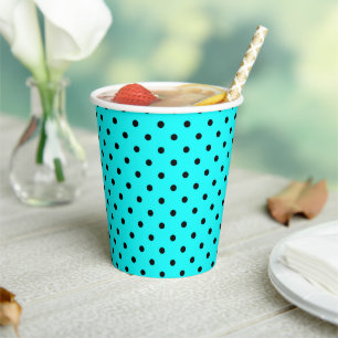 Türkisfarbene Polka-Papiertafel Pappbecher