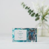 Türkisfarbene QR-Code-Visitenkarten für Abstraktes Visitenkarte (Stehend Vorderseite)