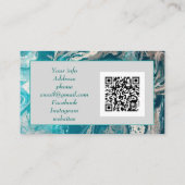 Türkisfarbene QR-Code-Visitenkarten für Abstraktes Visitenkarte (Rückseite)