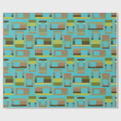 Türkisfarbene Rechtecke Geschenkpapier (Flach)