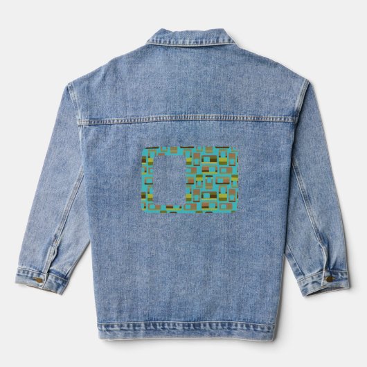 Türkisfarbene Rechtecke Jeansjacke (Rückseite)