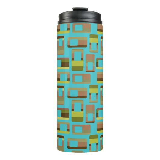 Türkisfarbene Rechtecke Thermosbecher (Vorderseite)