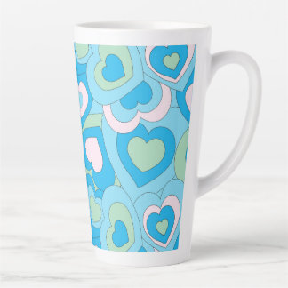 Türkisfarbene Retro-Herz-Latte-Mug Milchtasse