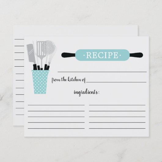 Türkisfarbene Rolling Button Kitchen Tools Rezeptk (Vorne/Hinten)